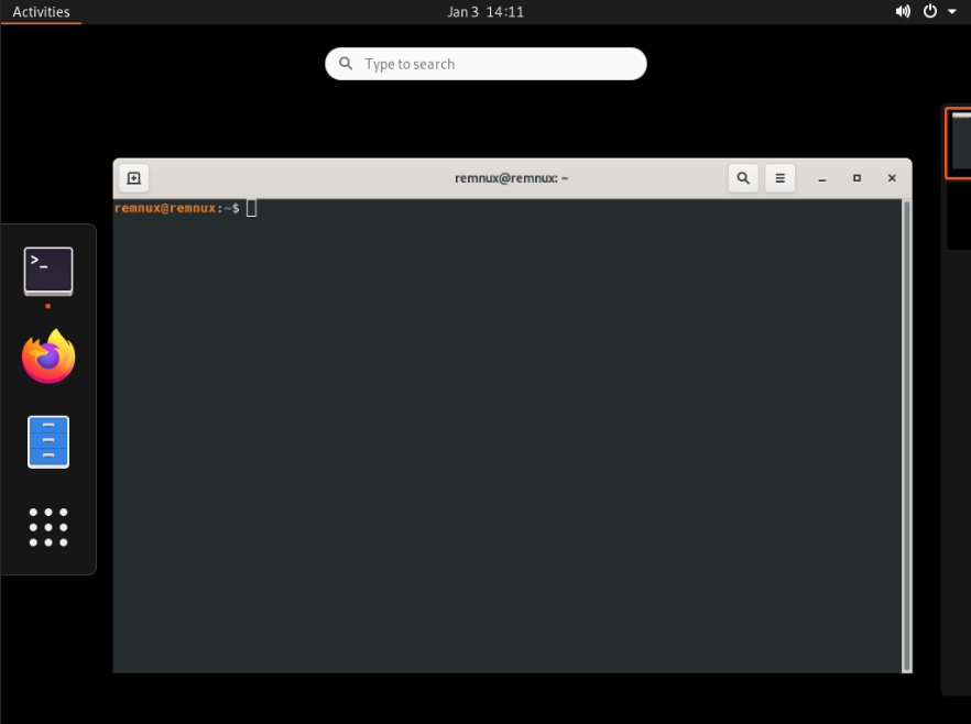 A view of the REMnux VM